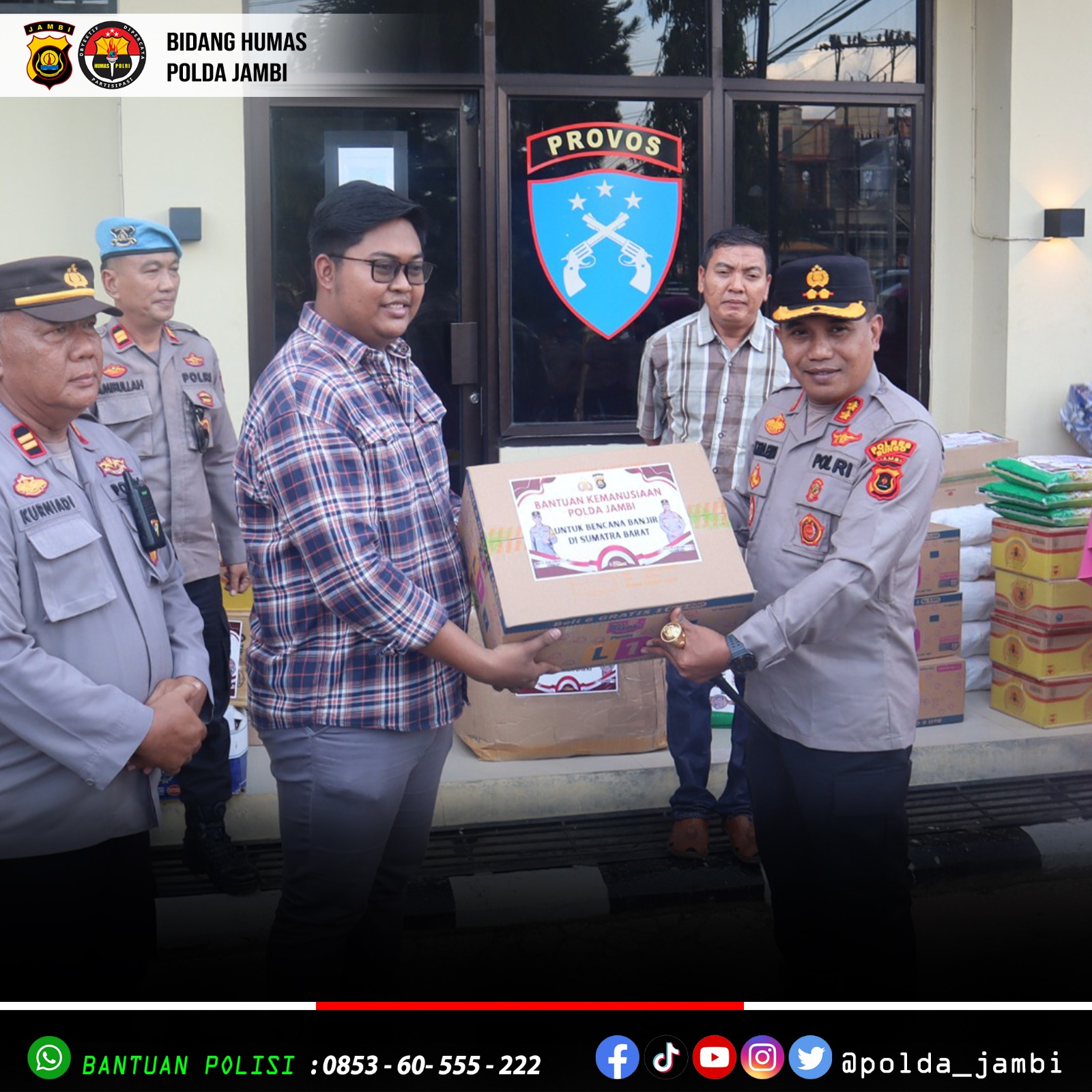 Polda Jambi dan Bhayangkari Salurkan Bantuan Bencana ke Sumatera Barat