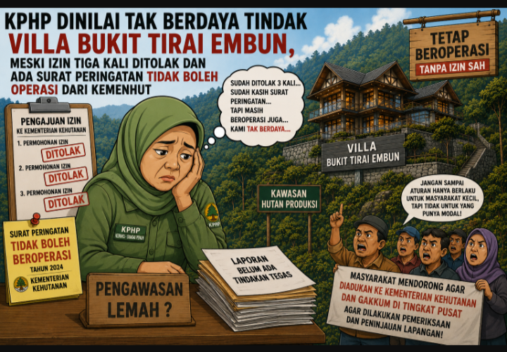 KPHP Dinilai Tak Mampu Untuk Menindak Tegas Villa Bukit Tirai Embun