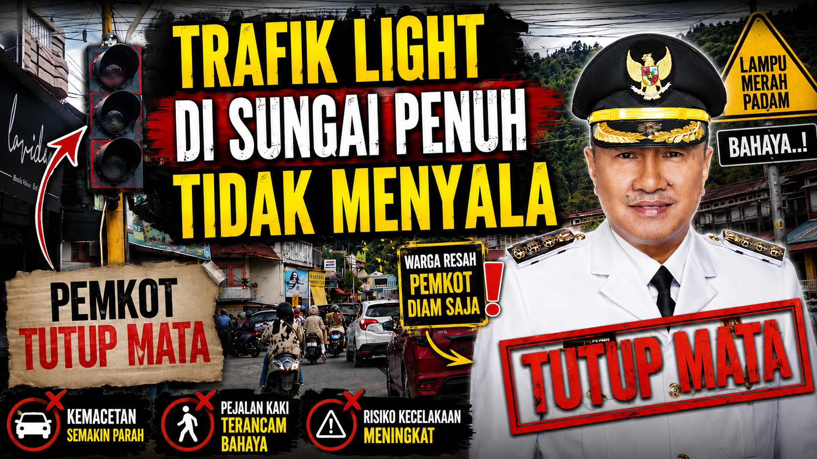 TRAFIK LIGHT DI SUNGAI PENUH TIDAK MENYALA, PEMKOT TUTUP MATA?