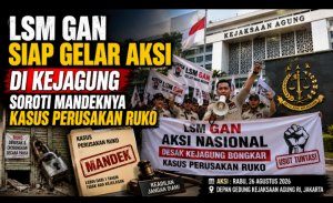 LSM GAN Siap Gelar Aksi di Kejagung, Soroti Mandeknya Kasus Perusakan Ruko