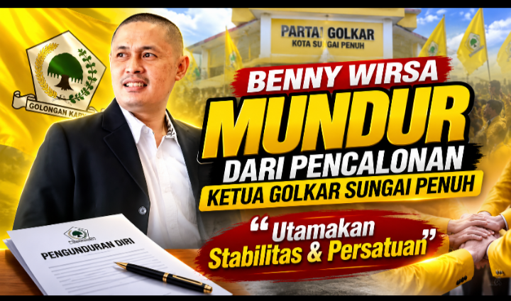Benny Wirsa Mundur dari Pencalonan Ketua Golkar Sungai Penuh, Utamakan Stabilitas & Persatuan