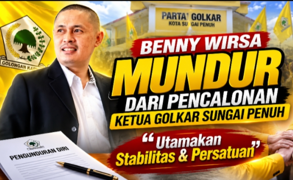 Benny Wirsa Mundur dari Pencalonan Ketua Golkar Sungai Penuh, Utamakan Stabilitas & Persatuan
