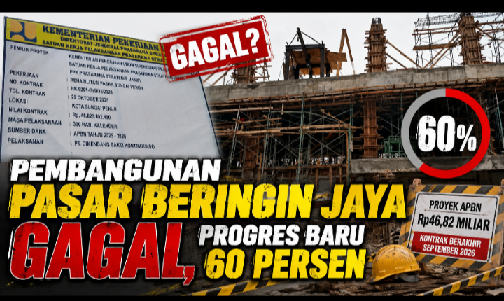 Pembangunan Pasar Beringin Jaya Gagal, Progres Baru 60 Perse