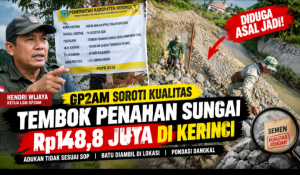 GP2AM Soroti Kualitas Tembok Penahan Sungai Rp148,8 Juta di Kerinci